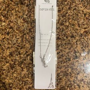 Stainless steel YSL logo necklace